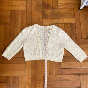 GUINEVERE Cream Knit Cropped Cardigan Size M